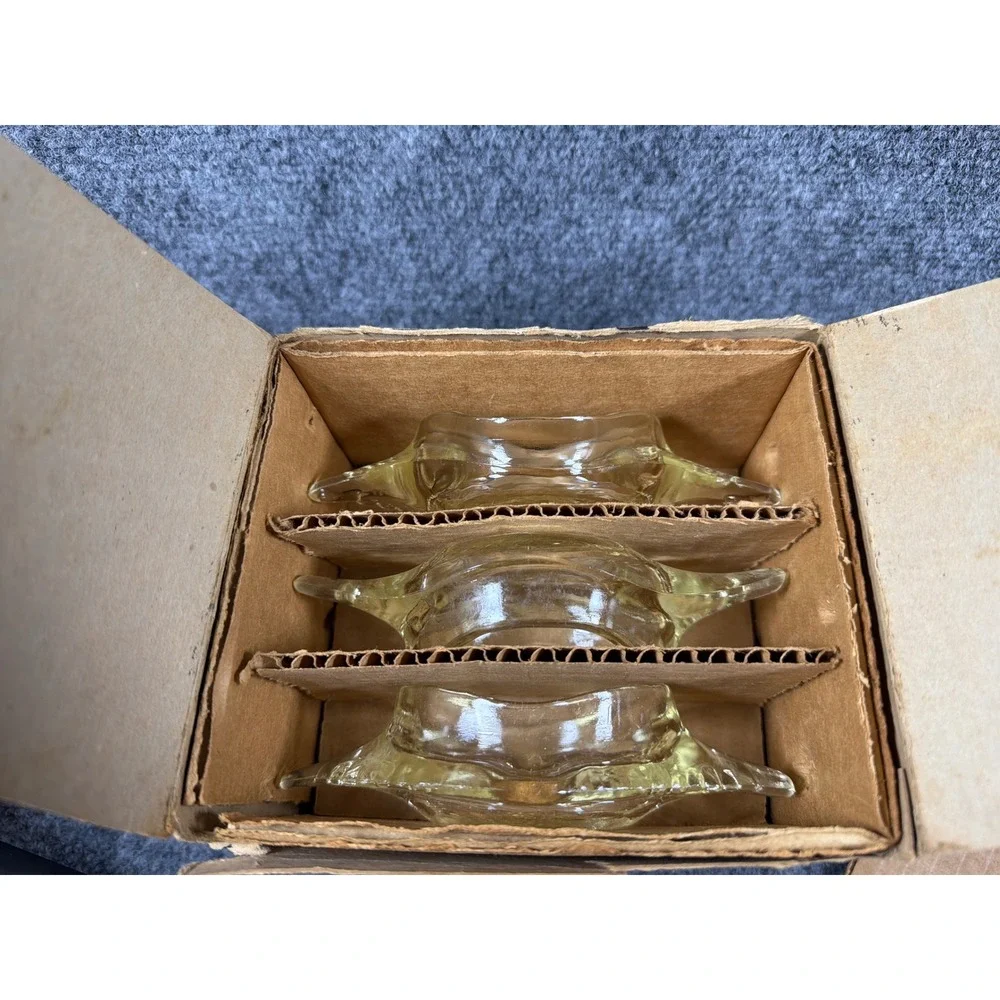 Vintage Glasbake Crab Shell Baking Dishes Set of 6 McKee Glass Co Clear Boxed